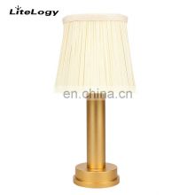 2021 Newest Round Base Table Lamps Luxury Decorate Cordless Cloth Shade Modern Table Lamp