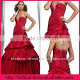 Strapless Celebration Gown wiht Draped Bodice Sweetheart Neckline Long Red Prom Dresses