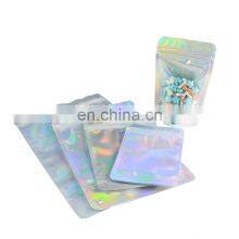One Side Transparent Custom Resealable Hologram Packaging Small Zipper Lock Mylar Hologram Bags thumbnail-4