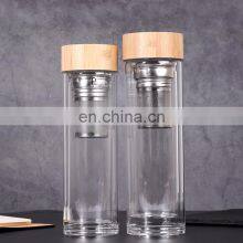 Tea Fruit Infuser Crystal Water Bottle Double Wall High Borosilicate Glass Drinking Travel Cup Bamboo Lid With Custom Logo thumbnail-2