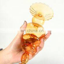 INS Crystal Candlestick Holder Nordic Candelabro Orange Porta Velas De Cristal Amber Glass Candle Holders Trending Home Decor thumbnail-4