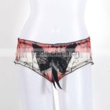 sexy hot sale transparent pattern priting panties with big butterfly tie women 6020