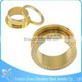 Gold Plated Surface Engraved Ear Tunnel Plugs Body Piercing Jewelry thumbnail-2