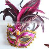Rose Red Cock Feather Halloween Mask Party Supplies thumbnail-2