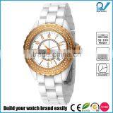 PVD Rosegold/Silver Black Ceramic Watch Quartz Japan Movement Women Sapphire Crystal Ceramic Watch thumbnail-1
