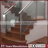 interior glass railing systems/tempered glass railing with wood handrail