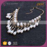 N74438I01 STYLE PLUS Shiny Gold Plate Latest Design White Stone Necklace Set Pearl Chain Necklace Designs for Woman thumbnail-3