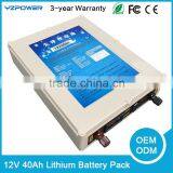 12V 40Ah 60mAh Rechargeable Lithium Battery Modules Pack