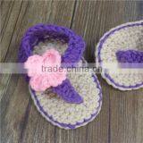 Crocheted Baby Flower Purple Flip Flops thumbnail-2