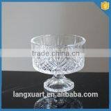 LXHY-G0102 Engraved Small Bulk Glass Ice Cream Bowl
