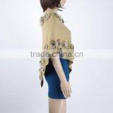 Ladies Wool Knitting Cape With Rabbit Small Flowers,KZ150018 thumbnail-2