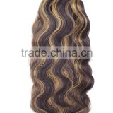 2014 new hair product 100% human hair weave weft dark hair with blonde highlights