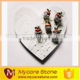 heart shape carrara marble plate for dessert honed surface