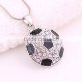 Soccer Sports Pendant With Crystal Bodybuilding Fitness Necklace