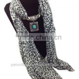 High quality Fashion cheap silk chiffon leopard Scarf