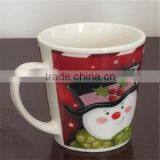 2016 christmas ceramic coffee mug , porcelain coffee cup with christmas design,snowman gift christmas ceramic coffee mug