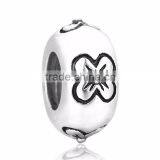 Flower Design Engravable Large Hole Beads Tibetan Silver Beads thumbnail-1
