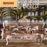 Bisini French Palace Solid Wooden Handcarved Genuine Leather sofa set