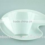 White Stock Cafe Cup and Saucer, Mini Coffee Cup and Saucers With Spoon Factory Cheap Price thumbnail-4
