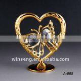 24K Gold Plated Metal Butterfly in Heart With Crystals From Swarovski thumbnail-1