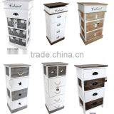 Mediterranean Style Distressed White Wooden Coffee Table With Drawers thumbnail-3