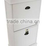 Hallway 2 Drawer White Wooden Shoe Cabinet thumbnail-1