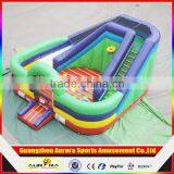 0.55mm PVC tarpaulin OEM available inflatable jumping trampoline with slide, inflatable double lane slide