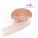 Natural Jute Burlap Hessian Ribbon With Lace Trims Tape Rustic Wedding Craft thumbnail-1