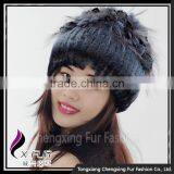 CX-C-135A OEM/ODM Fashion Custom In Stock Rex Rabbit Fur Woman Winter Hat thumbnail-2