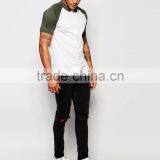 New Design Cheap Price Casual Summer Plain 180g 100% Cotton Short Sleeve Contrast Color Sleeve Mens POLO T-Shirt thumbnail-4