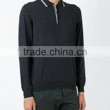 Black Cashmere-silk Blend Double Mercerized Cotton Polo Shirt for Male on Sale thumbnail-2