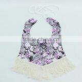 Wholesale Floral Print Cotton Baby Bavoir Bibs Baby Girl Cotton Burp Cloths thumbnail-2