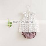 Wholesale Summer New Design Clohing Set Girl Green Star Cotton Linen Suit Match Solid Green Bloomer thumbnail-4