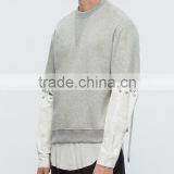 2017 Wholesale Mens Grey Vintage Color Block Panelled Sweatshirt thumbnail-2