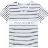 Mens V-Neck Stripe T-Shirt, 100% Ctn, Y/D Stripe, S/J, 160 Gsm thumbnail-1