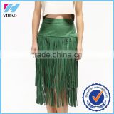 Dongguan Yihao 2015 fashion style high quality faux suede skirt with tassel fashional suede leather skirt