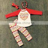 2016 Valentine's Day Baby Girl Clothes Hot Sell Outfits Heart Aztec Pant With Matching Necklace and Headband Set thumbnail-1