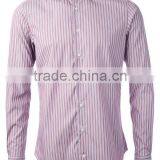 Pink Cotton Vertical Stripes Long Sleeve Men's Classic Shirt thumbnail-1