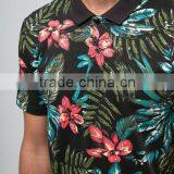 Tropical Leaf Print Polo Shirt thumbnail-3