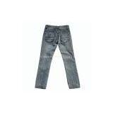 White Wash Jeans 100% Cotton Dark Blue Denim Straight Leg Low Waist thumbnail-3