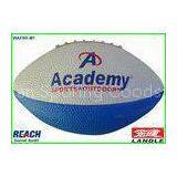 Promotional White Blue American Football Balls 29cm / Leather Rugby Ball