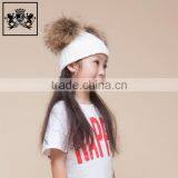 Fashion Design Custom Winter With Big Real Raccoon Fur Ball Crochet Baby Beanie Hat thumbnail-2