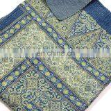 Gold Supplier Beautiful Hot Selling Indigo Print Vegetable Dye Ajrakh Kantha Throw thumbnail-2