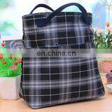 2017 Insulated Cold Canvas Grid Picnic Totes Carry Case Hot Sale Thermal Portable Lunch Bag thumbnail-6