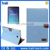 Factory Sales Jeans Cloth Wallet Style Magnetic Flip Stand PC+PU Case for Samsung Galaxy Tab E 9.6 T560