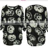 OEM Floral Print Clothing Mesh Causal Plus Size Women T-Shirt thumbnail-3