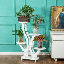 Flower Rack Solid Wood Living Room Indoor Balcony Simple Multi-layer Floor Type Retro European Chinese White Wood Chlorophytum Bonsai Green Flesh Saving Space Large Flower Pot Decoration Shelf thumbnail-3