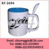 U Shape Ceramic Cup with Spoon for Promotional Grace Tea Ware
