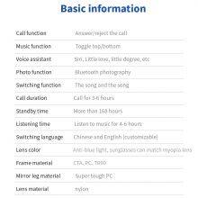 Bone Conduction Earphone Glasses With Speaker Wireless Bluetooth Smart Audio Headphone Smart Sunglasses thumbnail-3