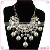Wholesale Fashion Multilayer Big Pearl Statement Necklace Imitation Tassel Necklace thumbnail-1